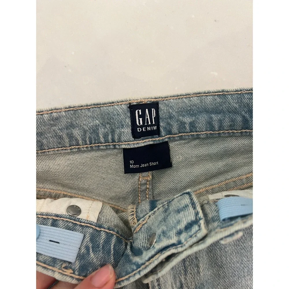 Gap Mom Jean Shorts Girls Youth Size 10 High Rise Adjustable Light Wash Denim